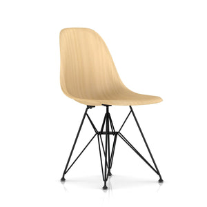 Eames Molded Wood Side Chair - Wire Base Side/Dining herman miller Black Base Frame Finish White Ash Seat and Back + $100.00 Standard Glide With Felt Bottom + $20.00