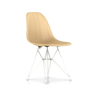 Eames Molded Wood Side Chair - Wire Base Side/Dining herman miller White Base Frame Finish White Ash Seat and Back + $100.00 Standard Glide With Felt Bottom + $20.00