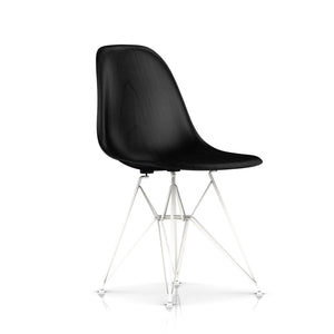 Eames Molded Wood Side Chair - Wire Base Side/Dining herman miller White Base Frame Finish Ebony Seat and Back + $100.00 Standard Glide With Felt Bottom + $20.00