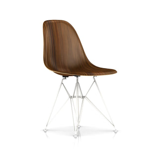 Eames Molded Wood Side Chair - Wire Base Side/Dining herman miller White Base Frame Finish Santos Palisander Seat and Back + $250.00 Standard Glide With Felt Bottom + $20.00