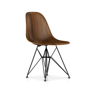 Eames Molded Wood Side Chair - Wire Base Side/Dining herman miller Black Base Frame Finish Santos Palisander Seat and Back + $250.00 Standard Glide