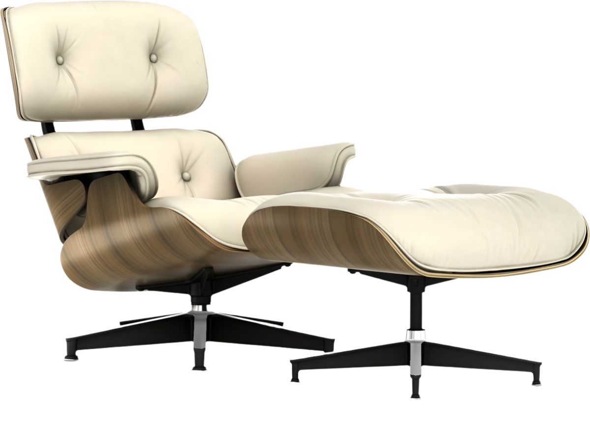 Eames Lounge Chair &amp; Ottoman -Classic-Oiled Walnut/MCL Ivory CA Modern Home 