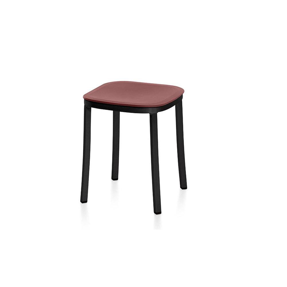 Emeco 1 Inch Small Stool Stools Emeco Dark Powder Coated Aluminum Bordeaux 