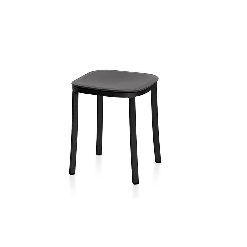 Emeco 1 Inch Small Stool Stools Emeco Dark Powder Coated Aluminum Dark Grey 