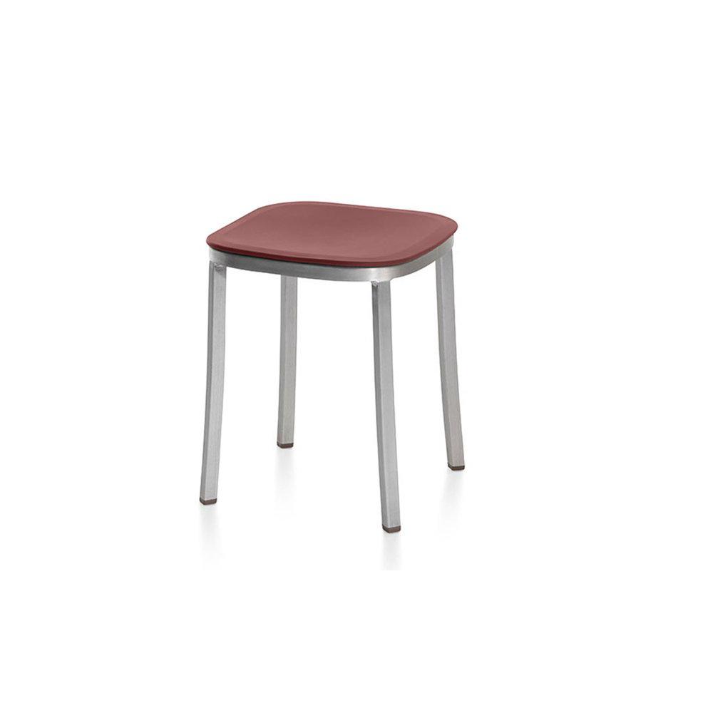 Emeco 1 Inch Small Stool Stools Emeco Hand Brushed Aluminum Bordeaux 