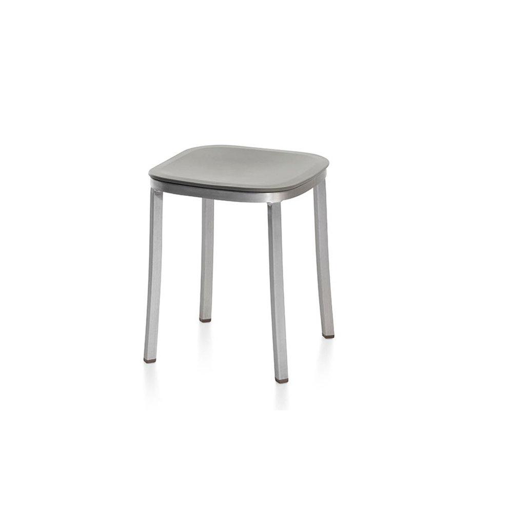 Emeco 1 Inch Small Stool Stools Emeco Hand Brushed Aluminum Light Grey 