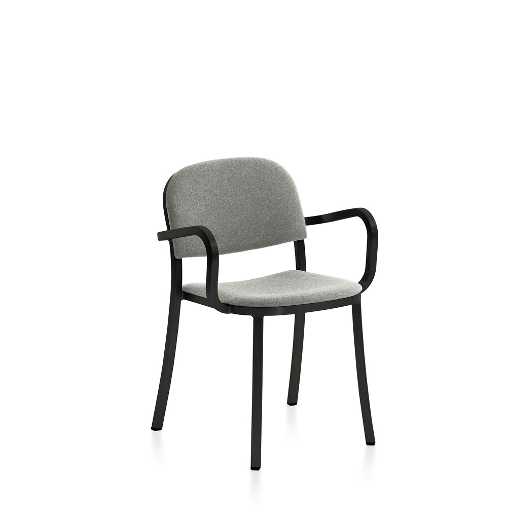 Emeco 1 Inch Upholstered Armchair Armchair Emeco Dark Powder Coated Aluminum Kvadrat Divina Melange 0120 