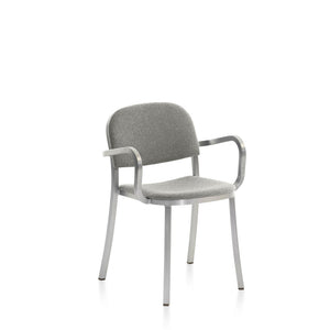 Emeco 1 Inch Upholstered Armchair Armchair Emeco Hand Brushed Aluminum Kvadrat Divina Melange 0120 