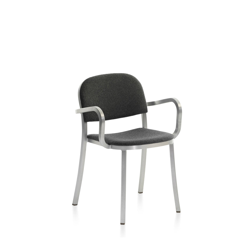 Emeco 1 Inch Upholstered Armchair Armchair Emeco Hand Brushed Aluminum Kvadrat Divina Melange 0170 