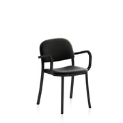 Emeco 1 Inch Upholstered Armchair Armchair Emeco Dark Powder Coated Aluminum Leather Spinneybeck Volo BLCK - Black 