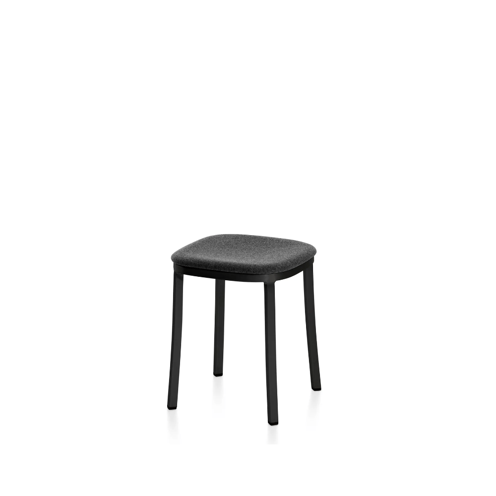 Emeco 1 Inch Upholstered Small Stool Stools Emeco Dark Powder Coated Aluminum Kvadrat Divina Melange 0170 