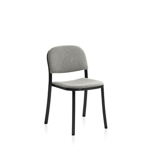 Emeco 1 Inch Upholstered Stacking Chair Chairs Emeco Dark Powder Coated Aluminum Kvadrat Divina Melange 0120 