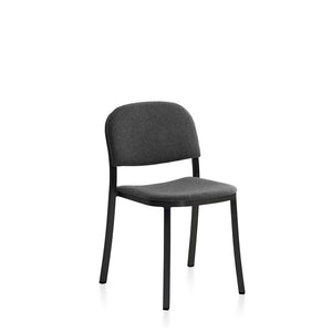 Emeco 1 Inch Upholstered Stacking Chair Chairs Emeco Dark Powder Coated Aluminum Kvadrat Divina Melange 0170 