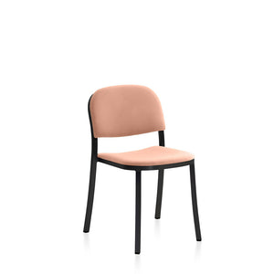 Emeco 1 Inch Upholstered Stacking Chair Chairs Emeco Dark Powder Coated Aluminum Maharam Mode Blush 021 