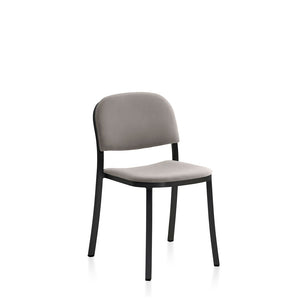 Emeco 1 Inch Upholstered Stacking Chair Chairs Emeco Dark Powder Coated Aluminum Maharam Mode Sycamore 008 