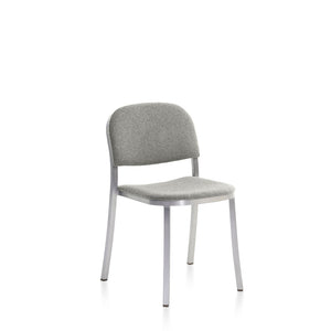 Emeco 1 Inch Upholstered Stacking Chair Chairs Emeco Hand Brushed Aluminum Kvadrat Divina Melange 0120 