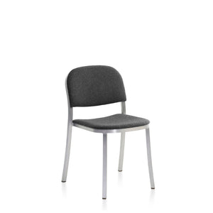 Emeco 1 Inch Upholstered Stacking Chair Chairs Emeco Hand Brushed Aluminum Kvadrat Divina Melange 0170 