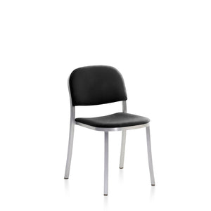 Emeco 1 Inch Upholstered Stacking Chair Chairs Emeco Hand Brushed Aluminum Leather Spinneybeck Volo BLCK - Black 