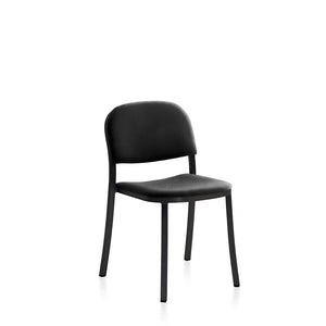 Emeco 1 Inch Upholstered Stacking Chair Chairs Emeco Dark Powder Coated Aluminum Leather Spinneybeck Volo BLCK - Black 