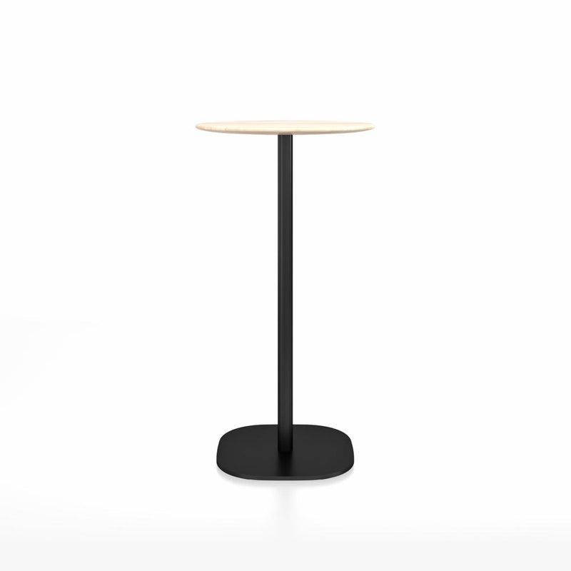 Emeco 2 Inch Flat Base Bar Height Table - Round Top Coffee table Emeco Table Top 24" Black Powder Coated Aluminum Accoya Wood