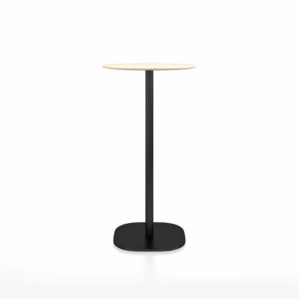 Emeco 2 Inch Flat Base Bar Height Table - Round Top Coffee table Emeco Table Top 24" Black Powder Coated Aluminum Accoya Wood