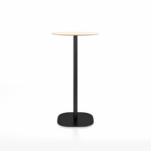 Emeco 2 Inch Flat Base Bar Height Table - Round Top Coffee table Emeco Table Top 24" Black Powder Coated Aluminum Accoya Wood