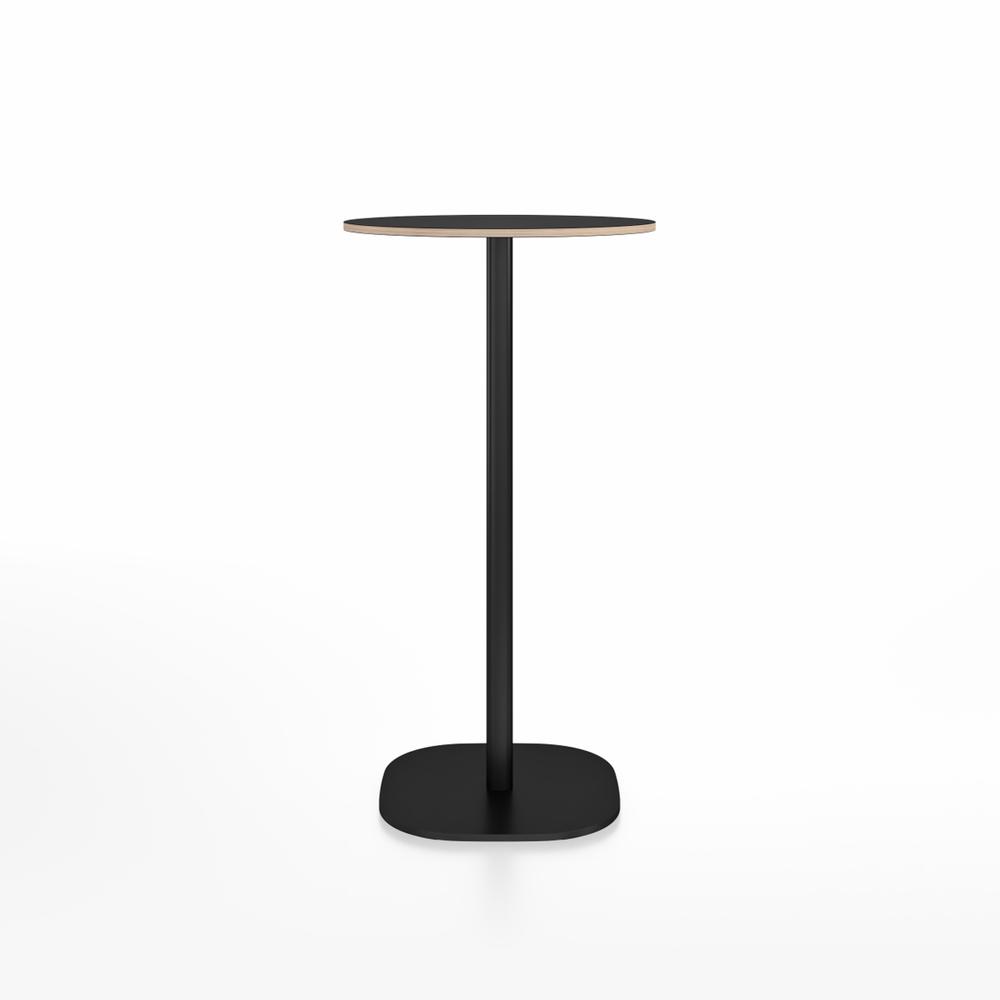 Emeco 2 Inch Flat Base Bar Height Table - Round Top Coffee table Emeco Table Top 24" Black Powder Coated Aluminum Black Laminate Plywood