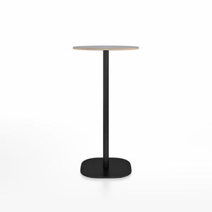 Emeco 2 Inch Flat Base Bar Height Table - Round Top Coffee table Emeco Table Top 24" Black Powder Coated Aluminum Gray Laminate Plywood