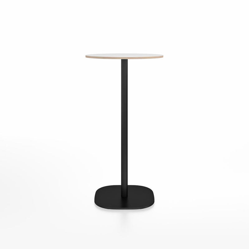 Emeco 2 Inch Flat Base Bar Height Table - Round Top Coffee table Emeco Table Top 24" Black Powder Coated Aluminum White Laminate Plywood