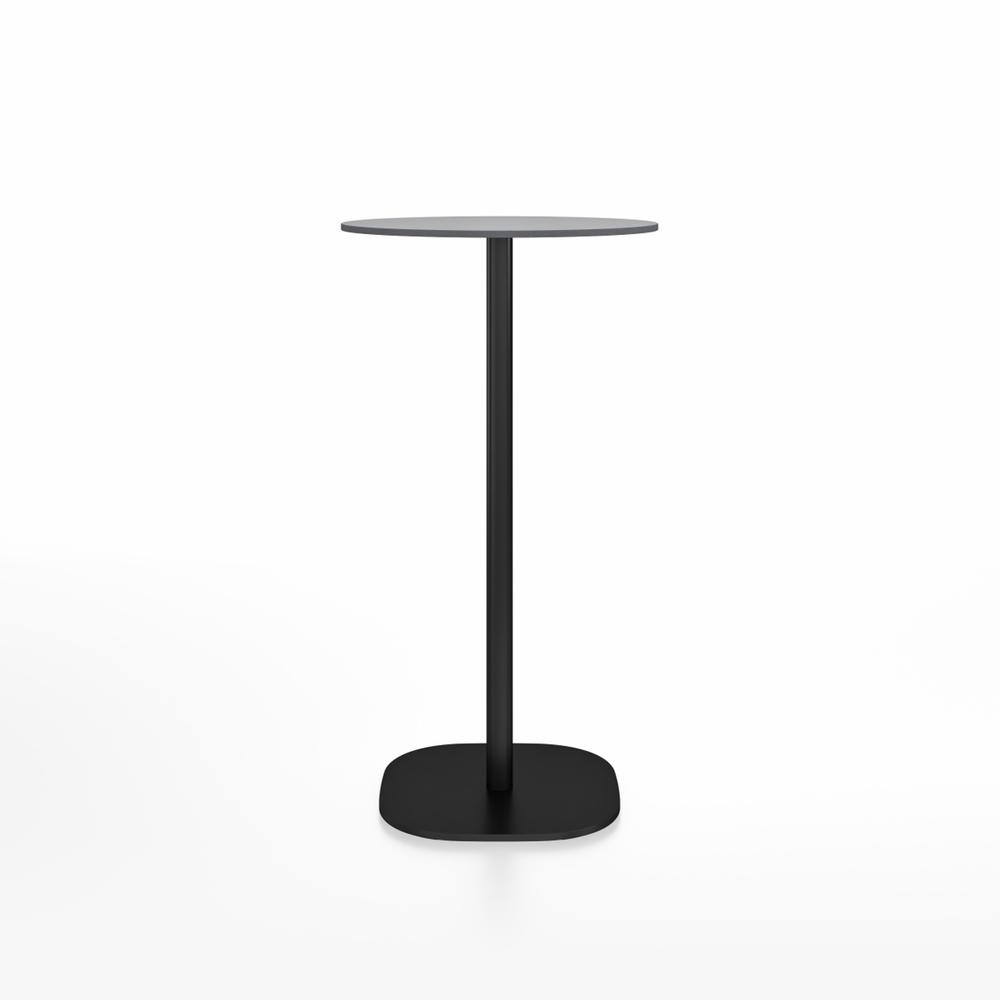 Emeco 2 Inch Flat Base Bar Height Table - Round Top Coffee table Emeco Table Top 24" Black Powder Coated Aluminum Gray HPL