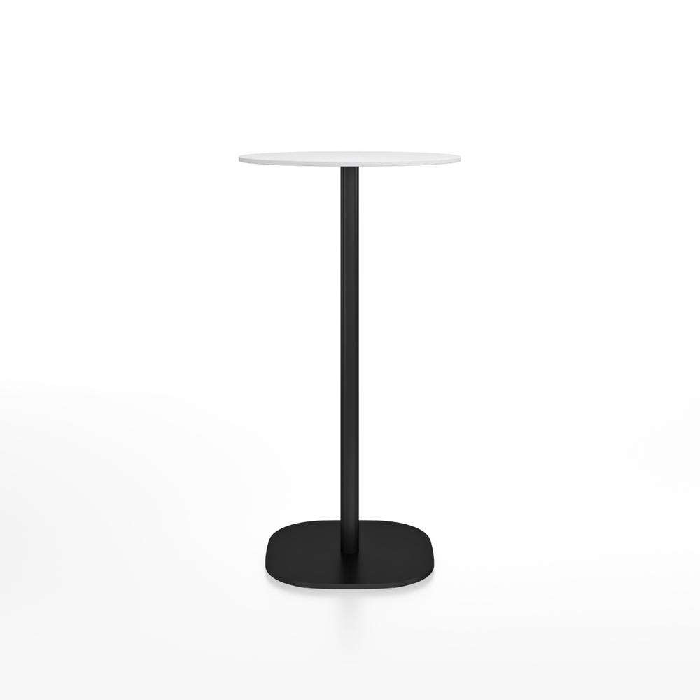 Emeco 2 Inch Flat Base Bar Height Table - Round Top Coffee table Emeco Table Top 24" Black Powder Coated Aluminum White HPL