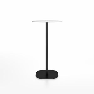 Emeco 2 Inch Flat Base Bar Height Table - Round Top Coffee table Emeco Table Top 24" Black Powder Coated Aluminum White HPL