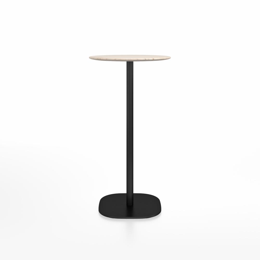 Emeco 2 Inch Flat Base Bar Height Table - Round Top Coffee table Emeco Table Top 24&quot; Black Powder Coated Aluminum Ash Wood