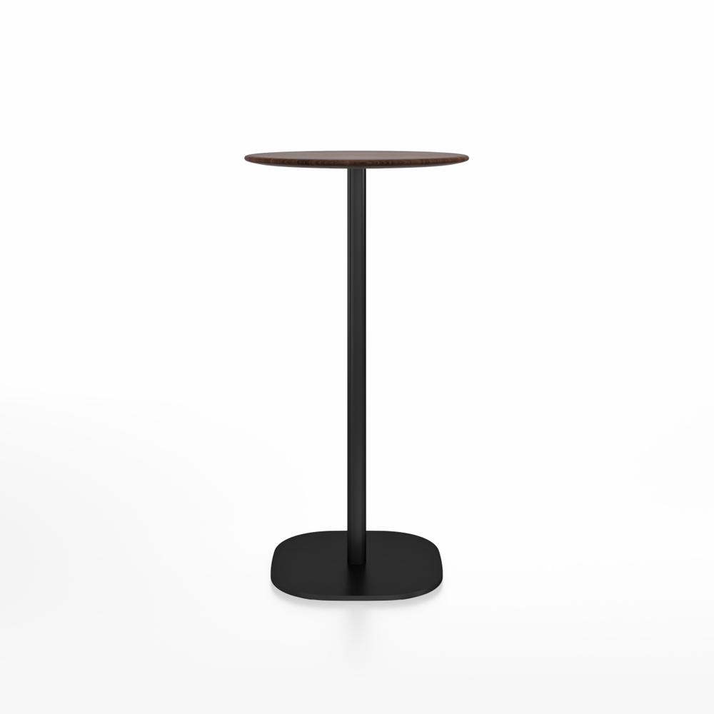 Emeco 2 Inch Flat Base Bar Height Table - Round Top Coffee table Emeco Table Top 24" Black Powder Coated Aluminum Walnut Wood