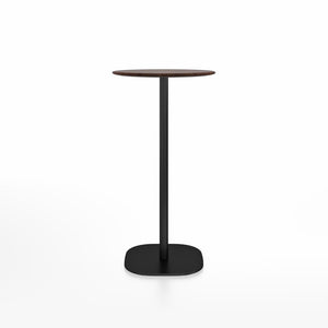 Emeco 2 Inch Flat Base Bar Height Table - Round Top Coffee table Emeco Table Top 24" Black Powder Coated Aluminum Walnut Wood