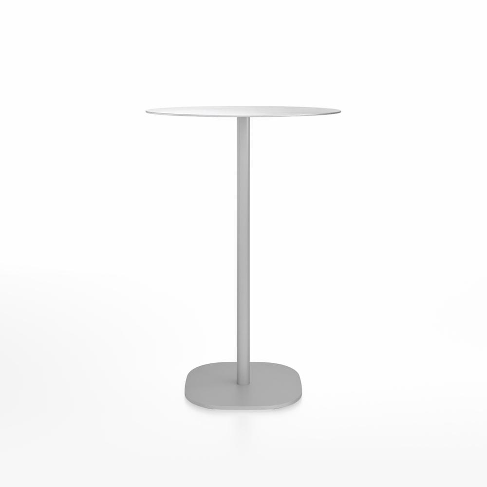 Emeco 2 Inch Flat Base Bar Height Table - Round Top Coffee table Emeco Table Top 30&quot; Brushed Aluminum Brushed Aluminum