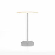 Emeco 2 Inch Flat Base Bar Height Table - Round Top Coffee table Emeco Table Top 30" Brushed Aluminum Accoya Wood
