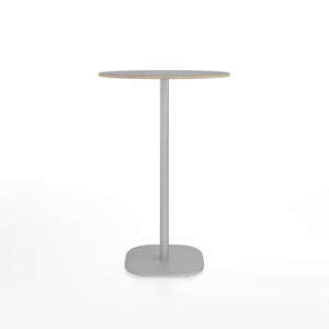Emeco 2 Inch Flat Base Bar Height Table - Round Top Coffee table Emeco Table Top 30" Brushed Aluminum Gray Laminate Plywood