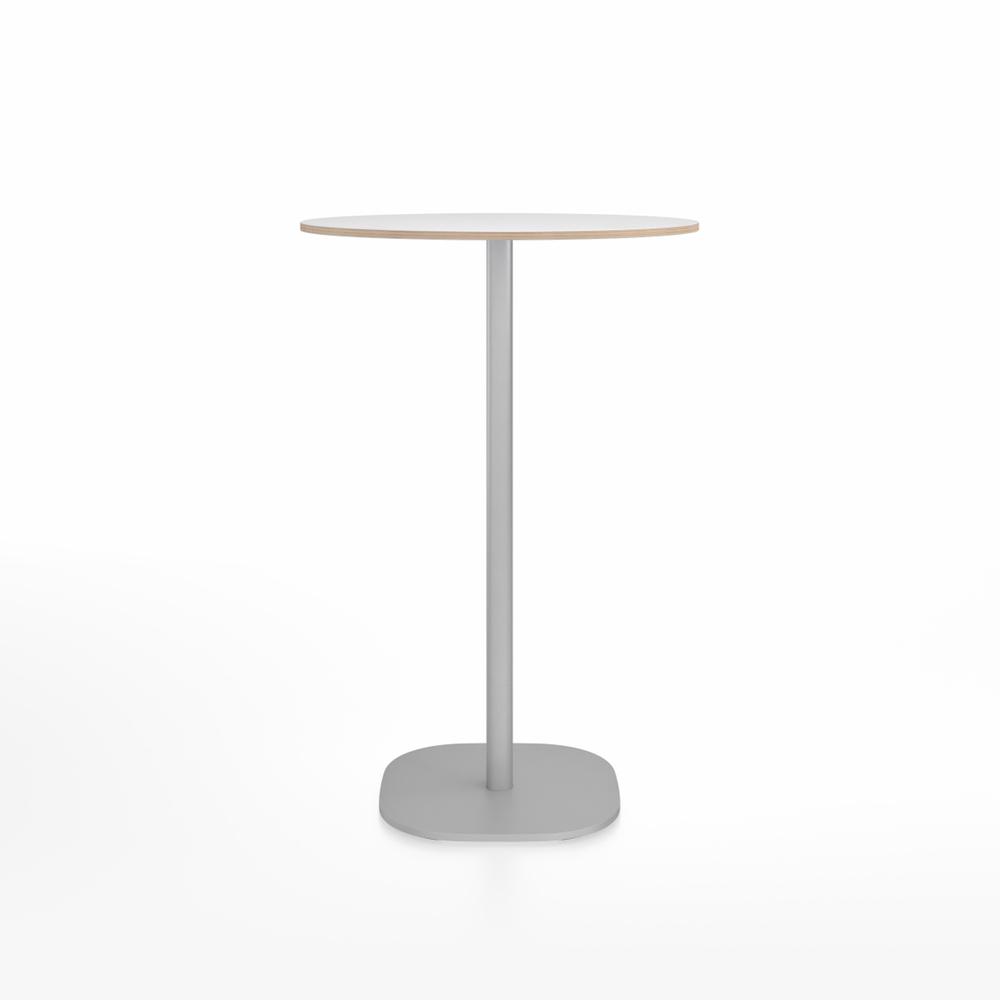 Emeco 2 Inch Flat Base Bar Height Table - Round Top Coffee table Emeco Table Top 30" Brushed Aluminum White Laminate Plywood