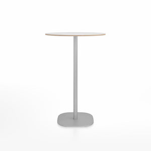 Emeco 2 Inch Flat Base Bar Height Table - Round Top Coffee table Emeco Table Top 30" Brushed Aluminum White Laminate Plywood