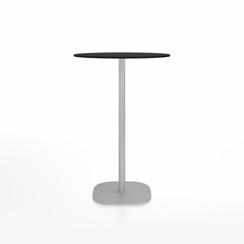 Emeco 2 Inch Flat Base Bar Height Table - Round Top Coffee table Emeco Table Top 30&quot; Brushed Aluminum Black HPL