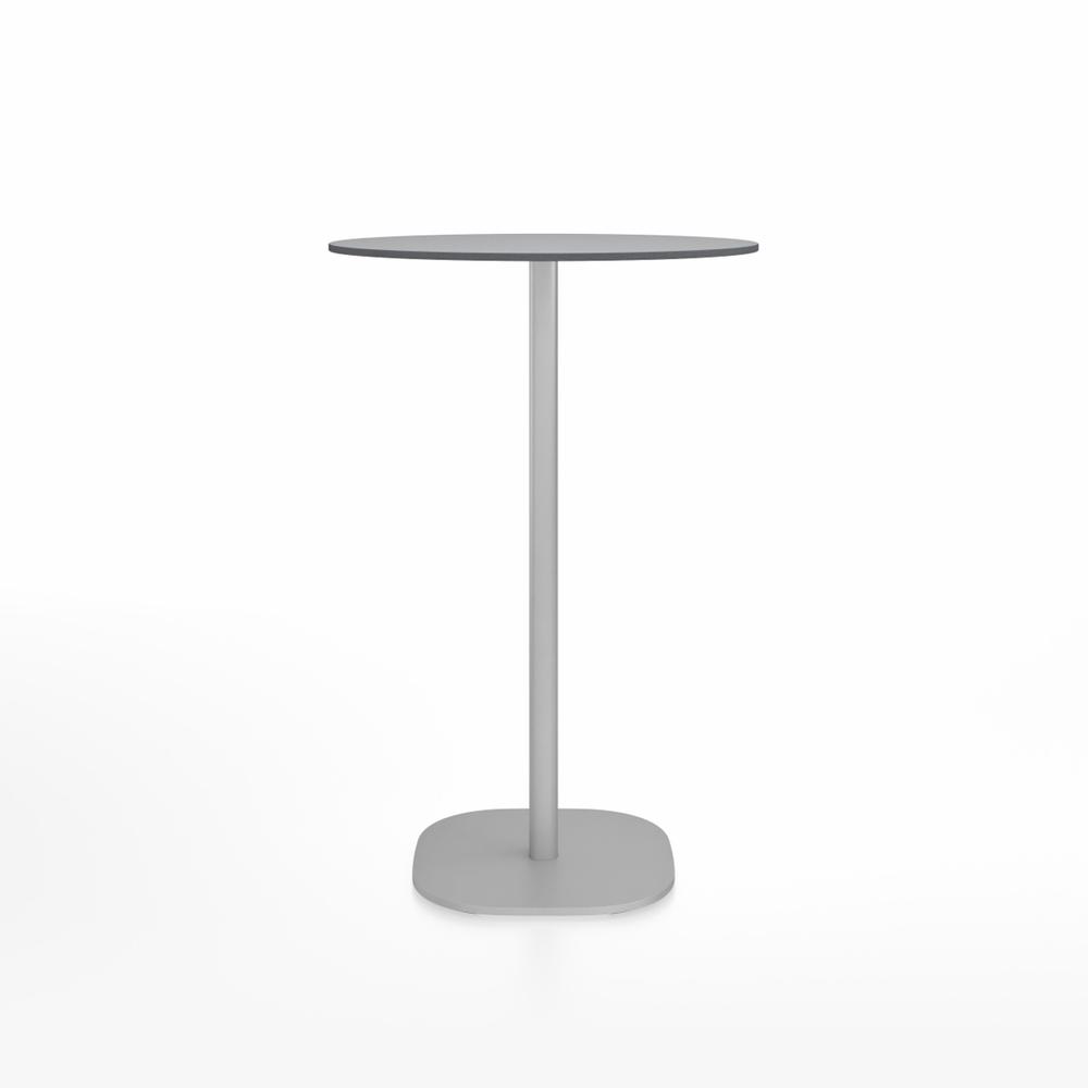 Emeco 2 Inch Flat Base Bar Height Table - Round Top Coffee table Emeco Table Top 30" Brushed Aluminum Gray HPL