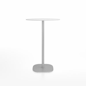 Emeco 2 Inch Flat Base Bar Height Table - Round Top Coffee table Emeco Table Top 30" Brushed Aluminum White HPL