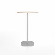 Emeco 2 Inch Flat Base Bar Height Table - Round Top Coffee table Emeco Table Top 30" Brushed Aluminum Ash Wood