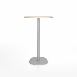 Emeco 2 Inch Flat Base Bar Height Table - Round Top Coffee table Emeco Table Top 30" Brushed Aluminum Ash Wood