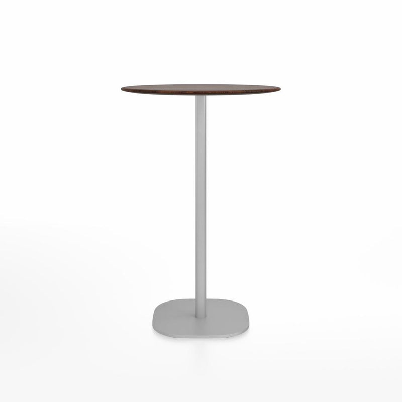 Emeco 2 Inch Flat Base Bar Height Table - Round Top Coffee table Emeco Table Top 30" Brushed Aluminum Walnut Wood