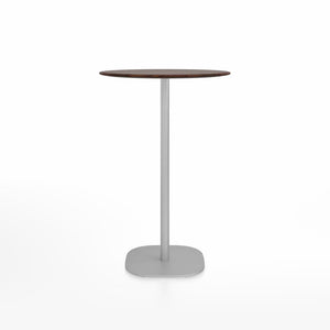 Emeco 2 Inch Flat Base Bar Height Table - Round Top Coffee table Emeco Table Top 30" Brushed Aluminum Walnut Wood