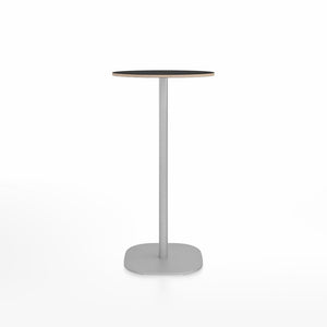 Emeco 2 Inch Flat Base Bar Height Table - Round Top Coffee table Emeco Table Top 24" Brushed Aluminum Black Laminate Plywood