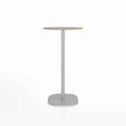 Emeco 2 Inch Flat Base Bar Height Table - Round Top Coffee table Emeco Table Top 24" Brushed Aluminum Gray Laminate Plywood