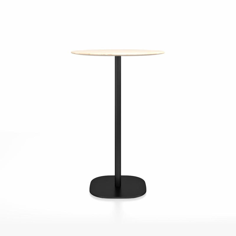 Emeco 2 Inch Flat Base Bar Height Table - Round Top Coffee table Emeco Table Top 30" Black Powder Coated Aluminum Accoya Wood